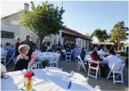  ?? PHOTO FOR THE RECORDER BY JAMIE A. HUNT ?? Guests enjoy the beautiful balmy evening after dinner at the Portervill­e Historical Museum Wine and Dine event on Saturday, April 30.