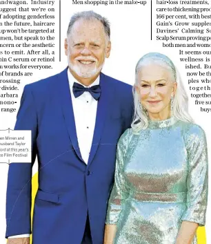  ??  ?? Helen Mirren and her husband Taylor Hackford at this year’s Venice Film Festival