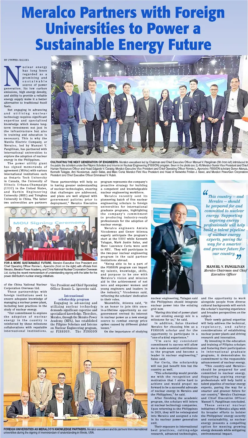 Meralco Partners with Foreign Universiti­es to Power a Sustainabl­e ...
