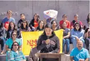  ?? ROBERTO E. ROSALES/JOURNAL ?? UNM student and DACA recipient Dennise Martinez addresses a crowd on the UNM campus Monday during the launch of the Our Dream Campus campaign.