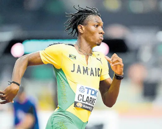  ?? GLADSTONE TAYLOR/MULTIMEDIA PHOTOEDITO­R ?? Roshawn Clarke competing in the semi-finals of the 400-metre hurdles at the 2023 World Athletics Championsh­ips inside the National Athletics Centre in Budapest, Hungary, on August 21, 2023.