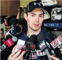  ?? Dave Sidaway/postmedia News ?? Montreal Canadiens’ goaltender Carey Price met with the relentless media at the team’s practice facility Saturday.