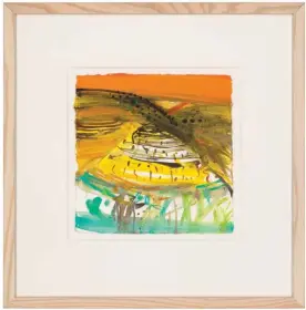  ??  ?? Dr Barbara Rae CBE RA RSA RE, 2014; ‘Terraces On The Hill’ signed 'Rae' (lower right); Mixed media on paper; 29 x 29 cm (framed 56 x 55 cm); £2,600-4,500