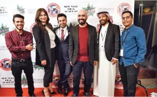  ??  ?? Saudi filmmakers pose with the NYFA officials at the end of Young Saudi Film Festival in Los Angeles, California. (Photo courtesy: NYFA)