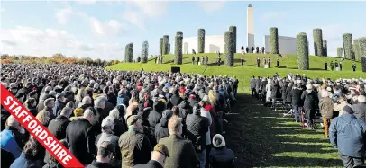  ??  ?? Around 10,000 veterans, serving personnel and the public gathered at the National Memorial Arboretum