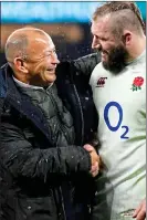  ??  ?? HAPPY MEN: Coach Eddie Jones with prop Joe Marler after the game