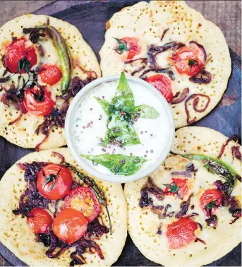  ?? DAVID LOFTUS ?? “It’s a fun thing to make because it feels like a variation on a pancake,” Meera Sodha, author of Fresh India: 130 Quick, Easy and Delicious Recipes for Every Day, says of her uttapams.