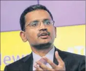  ?? REUTERS ?? TCS CEO Rajesh Gopinathan during a news conference, in Mumbai on Thursday