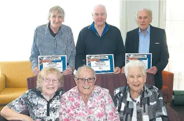  ??  ?? Winners of the “Lyrebird Local Hero” awards on Australia Day are (back, from left) Ray Weeks, Jim Smethurst, Adrian Commadeur, (front, from left) Lyrebird Australian of the Year winner Elaine Charles, Joan Sims and Thalia Garvey. Absent is Maureen...