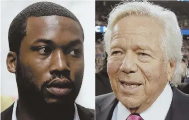  ?? AP PHOTO ?? Rapper Meek Mill, left, was visited in prison this week by Patriots owner Robert Kraft.