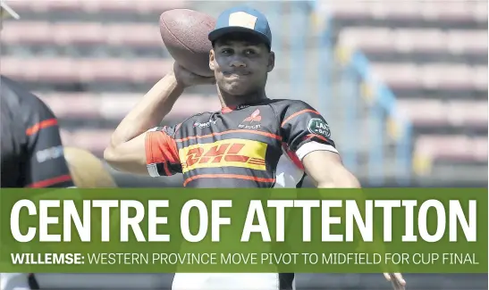  ?? Picture: Gallo Images ?? SURPRISING MOVE. Damian Willemse will start tomorrow’s Currie Cup final against the Sharks at Newlands at inside centre.