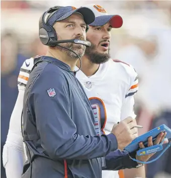  ?? AP ?? Coach Matt Nagy says Mitch Trubisky, who has practiced the entire week, is very close to playing.