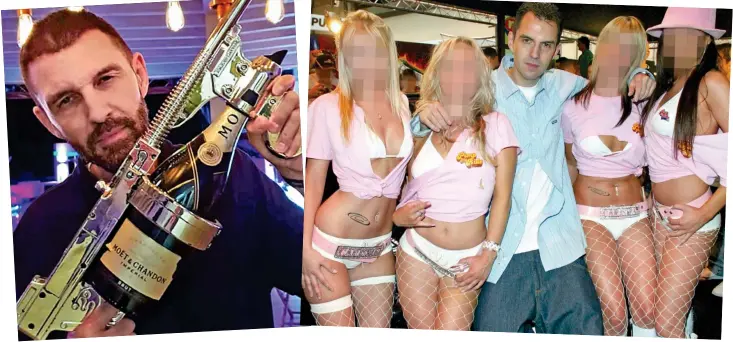  ?? ?? Sexual assault claims: Westwood in publicity shot, left, and with scantily-clad women at a show in 2005