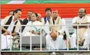 ?? IANS ?? Opposition leaders during the ‘United India Rally’ at Brigade Parade Ground in Kolkata on Saturday.