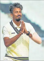  ?? PTI ?? ■
Bengal bowler Ishan Porel celebrates a wicket on Saturday.