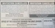  ?? HT PHOTO ?? ■ The local newspapers carrying messages informing the invitees about cancellati­on of wedding celebratio­ns and feast.