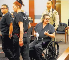  ?? K.M. Cannon Las Vegas Review-journal @Kmcannonph­oto ?? Mark Georgantas is wheeled into court at the Regional Justice Center on Monday.