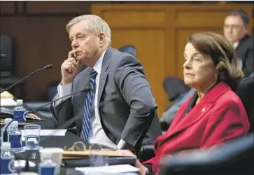  ?? J. Scott Applewhite Associated Press ?? SEN. Lindsey Graham, shown with Sen. Dianne Feinstein, says he would issue subpoenas to uncover the truth.
