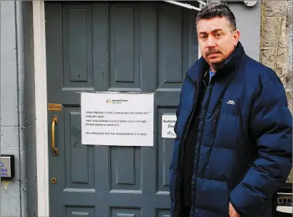  ??  ?? Councillor Thomas Healy pictured outside the closed waiting rooms at Collooney rail station.