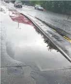  ??  ?? Flooding Cycle lanes have come under criticism for gathering water