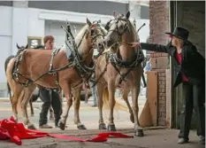  ?? Post-Gazette ?? Halflinger horses with handler Hailea McDonald, of McDonald Farms, during a ribbon cutting ceremony for Allegheny City Stables Lofts in June 2019.