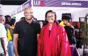  ?? ?? Managing Director and Chief Executive Officer of Providus Bank, Walter Akpani ( left) and the Convener of Lagos Leather Fair, Femi Olayebi at the event.
