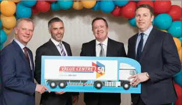  ??  ?? John Moane, Managing Director, Wholesale Division BWG Foods, Vincent Brown Value Centre Regional Manager, Mark Byrne Value Centre Wicklow Branch Manager, Paul Bealin Head of Sales Value Centre.