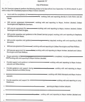  ?? Herald graphic ?? The City of Penticton claims it’s protecting its business interests by refusing to disclose an unredacted copy of the contract it signed in August with former chief administra­tive officer Eric Sorensen, who’s now working as a consultant for the...