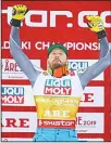  ?? (AP) ?? The winner Norway’s Kjetil Jansrud celebrates after the men’s downhill race, at the alpine ski World Championsh­ips in Are, Sweden, on Feb9.