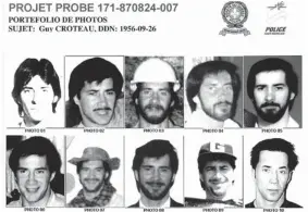  ??  ?? The SQ released these 10 photos of Guy Croteau in 2002 so that victims of unsolved sexualassa­ult cases might recognize him and contact police.
