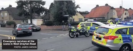  ?? PHOTO: JAMES CARSON ?? Emergency services at the scene in West Drayton Road