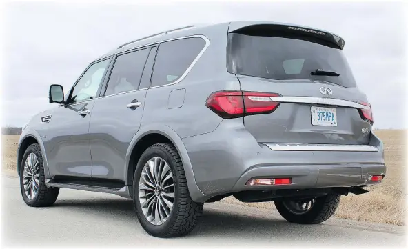  ?? PHOTOS: PETER BLEAKNEY/DRIVING.CA ?? The Infiniti QX80 is a traditiona­l body-on-frame SUV, but there is nothing truck-like about its ride.