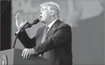  ?? Alex Brandon /
The Associated Press ?? President Donald Trump speaks at CPAC on Feb. 24 in Oxon HIll, Md. He has railed against the news media allowing anonymous sources.