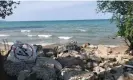  ?? Photograph: Siri Chilukuri/Grist ?? Rocky boulders designed to help stop Lake Michigan from swallowing the shoreline.