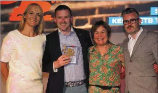  ??  ?? Presenter of BBC Breakfast Louise Minchin with FE Learner of the Year Dan Kearney, Kirstie Donnelly MBE (Managing Director City & Guilds UK) and Shane O’Connor (Radio Kerry Training).