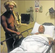  ??  ?? STANDING FIRM: Chief Khoisan SA visits Christian Martin in hospital