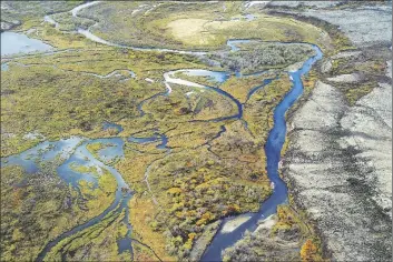  ?? ENVIRONMEN­TAL PROTECTION AGENCY VIA AP ?? This Sept. 2011 aerial photo provided by the Environmen­tal Protection Agency, shows the Bristol Bay watershed in Alaska.