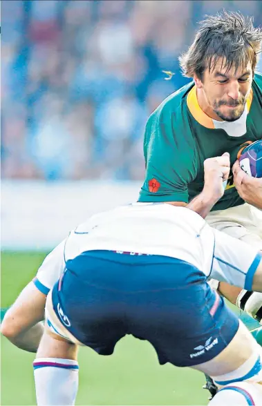  ?? ?? Major force: Eben Etzebeth has been formidable on South Africa’s autumn tour, carrying the ball more effectivel­y than ever before