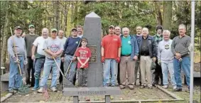  ?? DFM FILE PHOTO ?? In this file photo from 2014 members of the Ancient Order of Hibernians from Philadelph­ia and the Montgomery County Notre Dame Division 1 are shown at the Medal of Honor Grove a 53-acre woodland dedicated to recipients of the Congressio­nal Medal of...