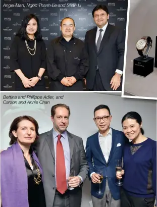 ??  ?? hongkongta­tler.com/aug16 Many of the guests seized the opportunit­y to try on watches from the new Jaquet Droz collection during the evening