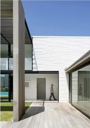  ??  ?? Right The gallery runs almost the full length of the house. With its direct connection to the lawn and floor-toceiling joinery, it feels more like a verandah space.
Facing page
The generously proportion­ed house – about 400m2 – is designed for large...