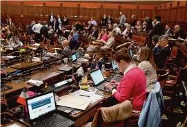  ?? Jim Michaud/Hearst Connecticu­t Media ?? The House of Representa­tives at work on the last day of the legislativ­e session on Wednesday, May 8, 2024, at the Capitol in Hartford.