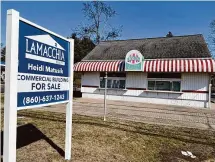  ?? Eric Cotton / Hearst Connecticu­t Media ?? A for sale sign in front of Rita’s Italian Ice and Frozen Custard, 279 Queen St., in Southingto­n on March 1. The franchise owners and landlord could not reach an agreement on a new lease for the business.