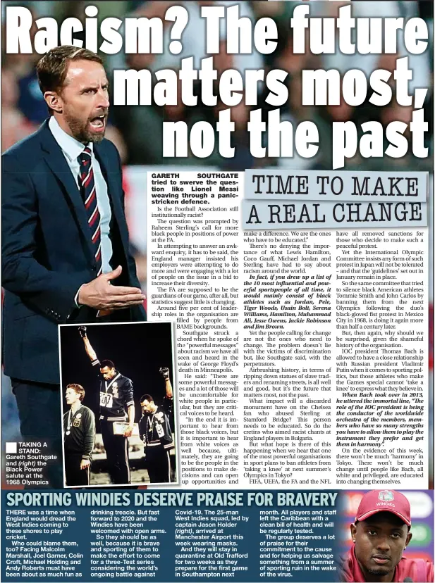  ??  ?? TAKING A STAND: Gareth Southgate and the Black Power salute at the 1968 Olympics