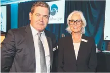  ??  ?? Healthscop­e CEO Gordon Ballantyne and chairman Paula Dwyer.