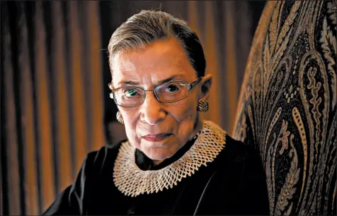  ?? NIKKI KAHN/THE WASHINGTON POST ?? In 1993, Ruth Bader Ginsburg was the second woman appointed to the Supreme Court. Ginsburg died Friday at 87.