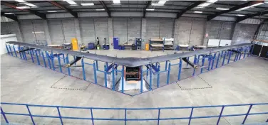  ??  ?? Facebook tested this Aquila drone as an internet delivery craft, but then shut down the project last year.