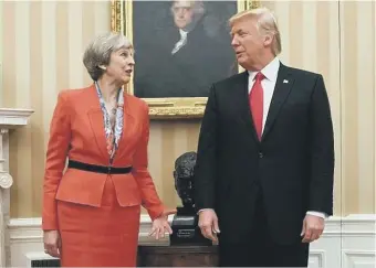  ??  ?? Theresa May and Donald Trump at the White House during her visit to Washington DC last week.