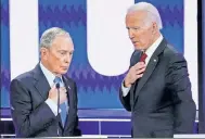  ?? Reuters ?? Mike Bloomberg and Joe Biden at the Democratic primary debates in February.