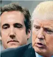  ??  ?? Z výšin do vězení Michael Cohen s Donaldem Trumpem za lepších časů, dole vchod věznice, kam včera nastoupil. 2x Foto: ČTK